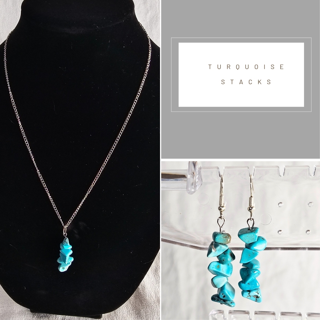Turquoise Stacks Necklace And Earrings Set